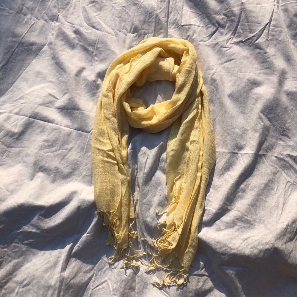 Light Yellow Fringe Scarf